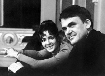 Kundera with his wife Vera in Prague in 1973. AFP