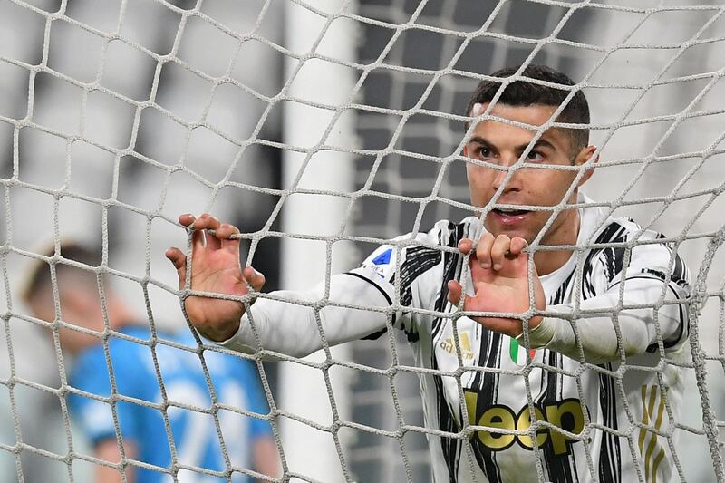 Juventus' Portuguese forward Cristiano Ronaldo reacts after a goal opportunity. AFP