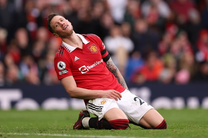 Wout Weghorst of Manchester United reacts after his shot was saved by Leicester City keeper Danny Ward. Getty 