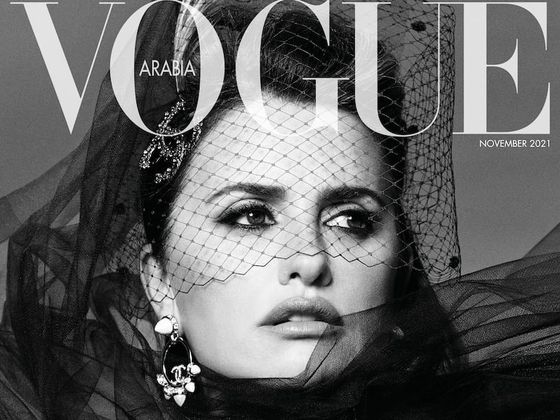 Penelope Cruz appears on the November issue cover of 'Vogue Arabia'. Photo: Vogue Arabia