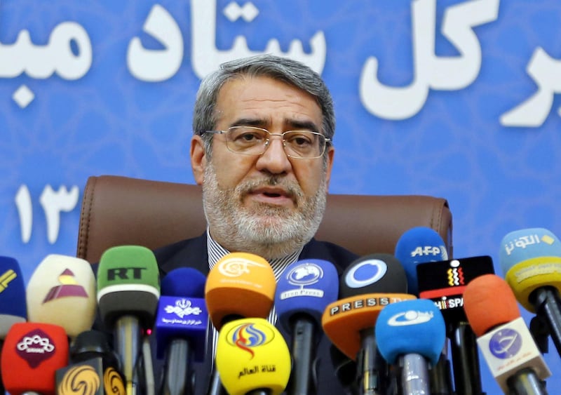Iran's Interior Minister Abdolreza Rahmani Fazli speaks during a press conference in the capital Tehran on July 1, 2018. (Photo by ATTA KENARE / AFP)