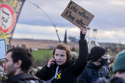 Climate activist Luisa Neubauer among the demonstrators in Luetzerath. Reuters 