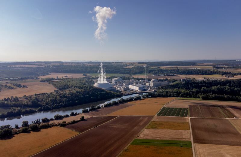 Smoke rises from the nuclear power plant in Neckarwestheim, Germany. AP