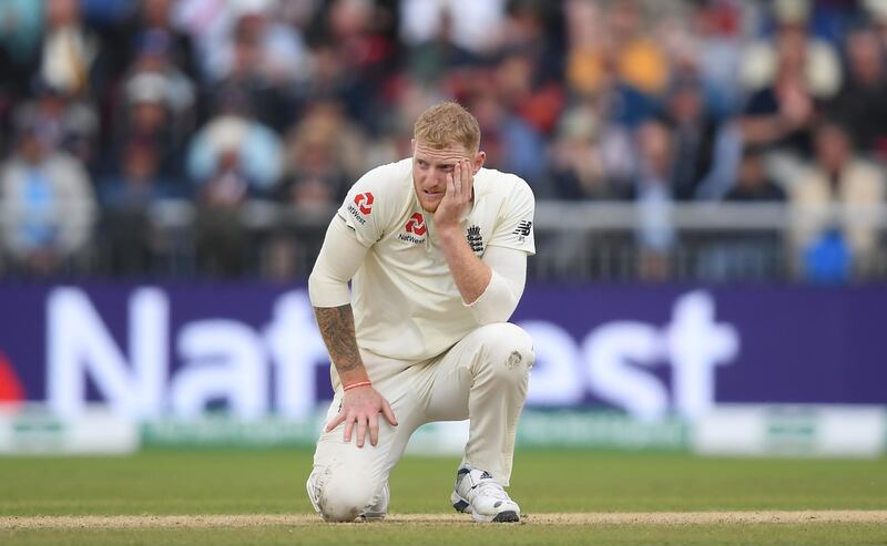 MANCHESTER, ENGLAND - SEPTEMBER 05: Ben Stokes of England looks on dejected during Day Two of the 4th Specsavers Ashes Test between England and Australia at Old Trafford on September 05, 2019 in Manchester, England. (Photo by Alex Davidson/Getty Images)