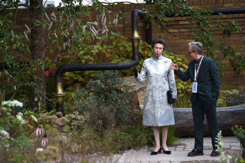 Princess Anne visits the Autumn RHS Chelsea Flower Show in London in 2021.