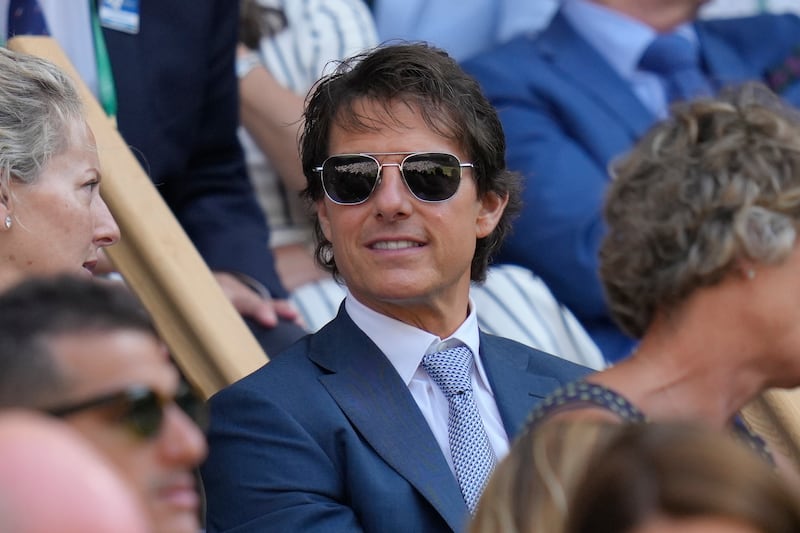 Tom Cruise seated in the Royal Box during the Wimbledon Championships 2022. AP Photo