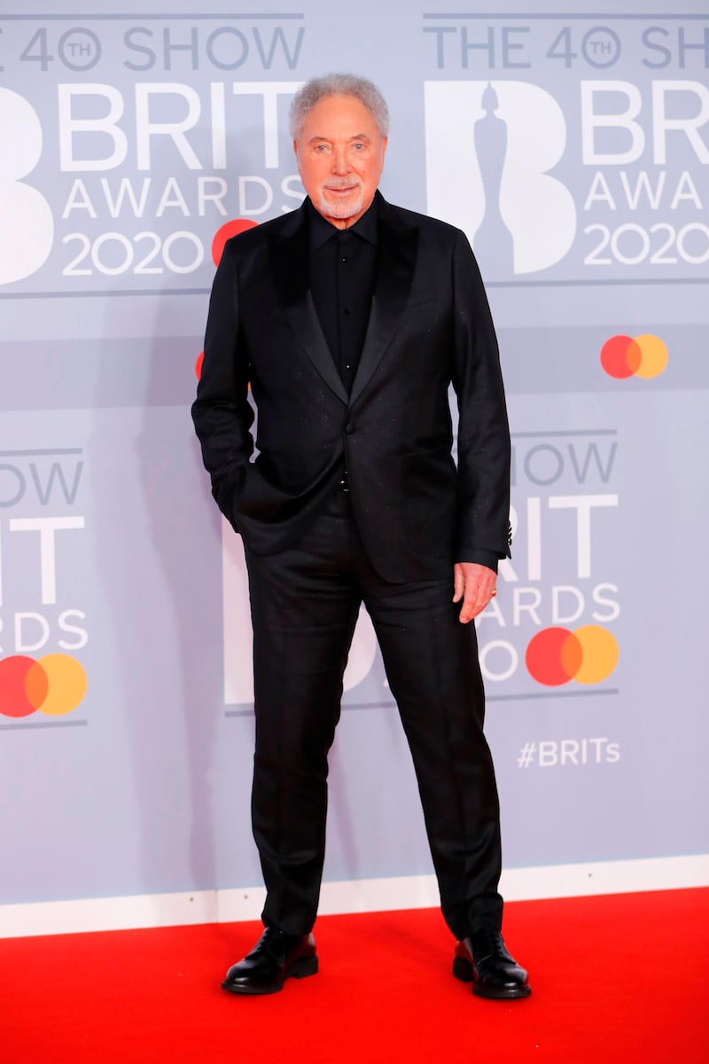 Tom Jones arrives at the Brit Awards 2020 at The O2 Arena on Tuesday, February 18, 2020 in London, England. AFP