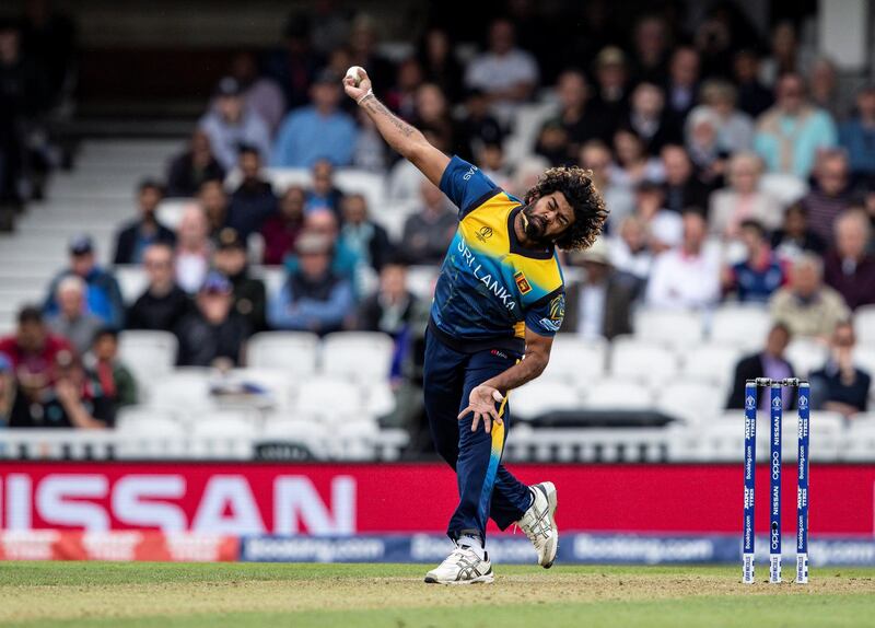 LONDON, ENGLAND - JUNE 15: Lasith Malinga of Sri Lanka in delivery stride during the Group Stage match of the ICC Cricket World Cup 2019 between Sri Lanka and Australia at The Oval on June 15, 2019 in London, England. (Photo by Andy Kearns/Getty Images)