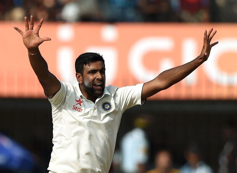 India's bowler Ravichandran Ashwin during the third Test with New Zealand at the Holkar Cricket Stadium in Indore. Punit Paranipe / AFP