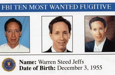 Warren Jeffs made the FBI's 'Top Ten Most Wanted Fugitives' list, and when arrested, he was found with several disguises and mobile phones. Photo: FBI