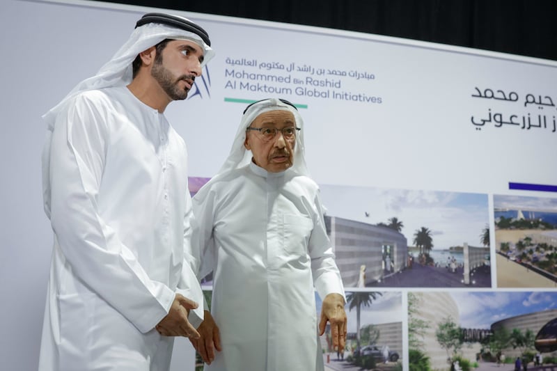 Sheikh Hamdan bin Mohammed, Crown Prince of Dubai, with the Emirati businessman Abdul Rahim Al Zarooni. Photo: Dubai Media Office