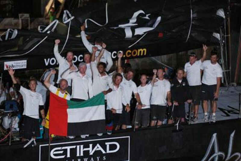 The Abu Dhabi Ocean Racing crew beat Groupama for their Leg 7 win late last night. Rafael Marchante / Reuters