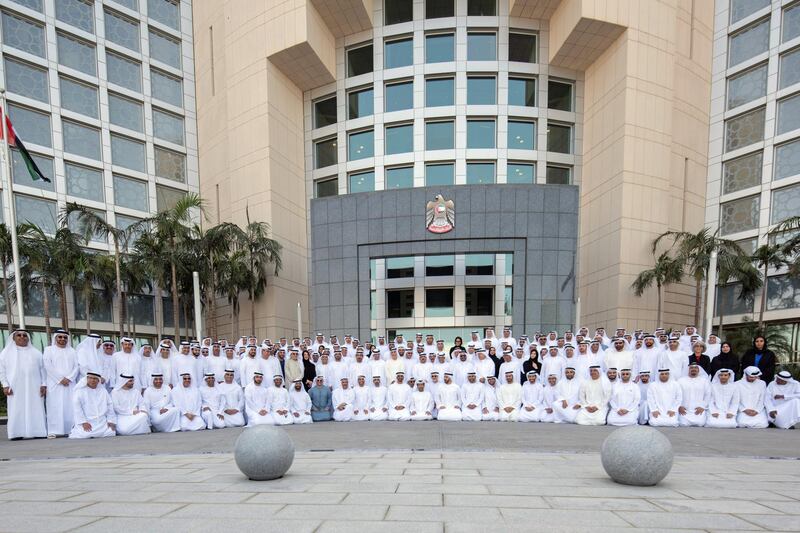 ABU DHABI, UNITED ARAB EMIRATES - February 6, 2019: HH Sheikh Mohamed bin Zayed Al Nahyan, Crown Prince of Abu Dhabi and Deputy Supreme Commander of the UAE Armed Forces (front 14th L) stands for a photograph with the UAE's ambassadors and representatives of diplomatic missions, at the office of the Ministry of Foreign Affairs and International Cooperation (MOFAIC). Seen with HH Sheikh Abdullah bin Zayed Al Nahyan, UAE Minister of Foreign Affairs and International Cooperation (front 15th L), HE Dr Anwar bin Mohamed Gargash, UAE Minister of State for Foreign Affairs (front 10th L) and HE Reem Ibrahim Al Hashimi, UAE Minister of State for International Cooperation (2nd row 14th L).

( Saeed Al Mehairi / Ministry of Presidential Affairs )
---