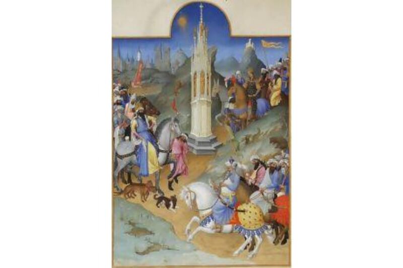 The Meeting of the Magi from the Très Riches Heures by the Limbourg brothers shows the kings meeting each other not far outside the gates of Jerusalem. RMN / RG Ojéda