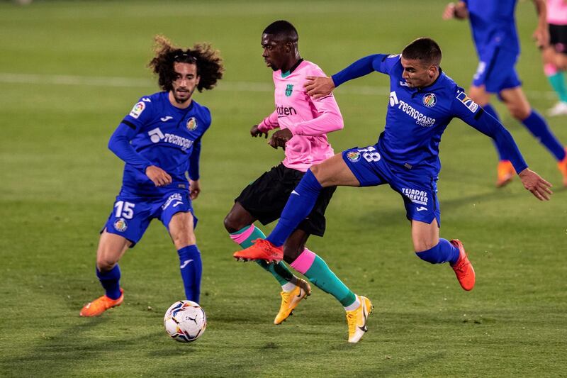 Ousmane Dembele 6 – The Frenchman was lively cutting inside off the left, but his first touch sometimes let him down. His direct runs caused Getafe problems but he found their defence resolute, and was substituted on the hour. EPA