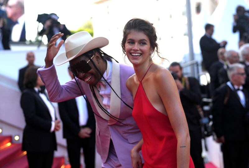 Jeremy O  Harris, left, and Kaia Gerber. AP