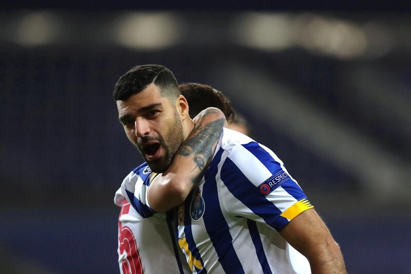 Porto's Mehdi Taremi celebrates after scoring the first goal. EPA