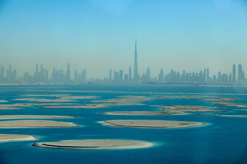 DUBAI, UAE. December 14, 2014 - A view of the World Islands during a world first Seawing Lifestyle seaplane excursion from the World Islands in Dubai, December 14, 2014. (Photos by: Sarah Dea/The National, Story by: Anne Marie McQueen, Arts and Life)
 *** Local Caption ***  SDEA141214-seawings36.JPG