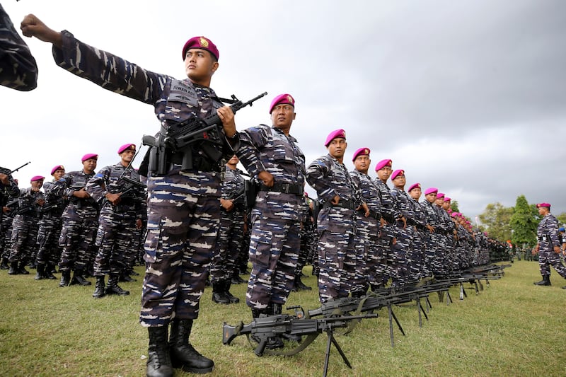 Soldiers during a security parade. AP Photo