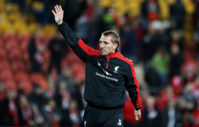 Liverpool manager Brendan Rodgers acknowledges fans in Brisbane on Friday for the club's international friendly against Brisbane Roar. Jason O'Brien / Action Images / Reuters