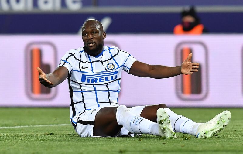 Inter Milan's Romelu Lukaku reacts. Reuters