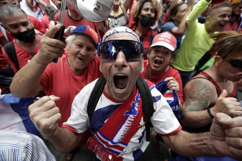 Costa Rican fans celebrate after their team defeated New Zealand 1-0 in the intercontinental play-off. EPA