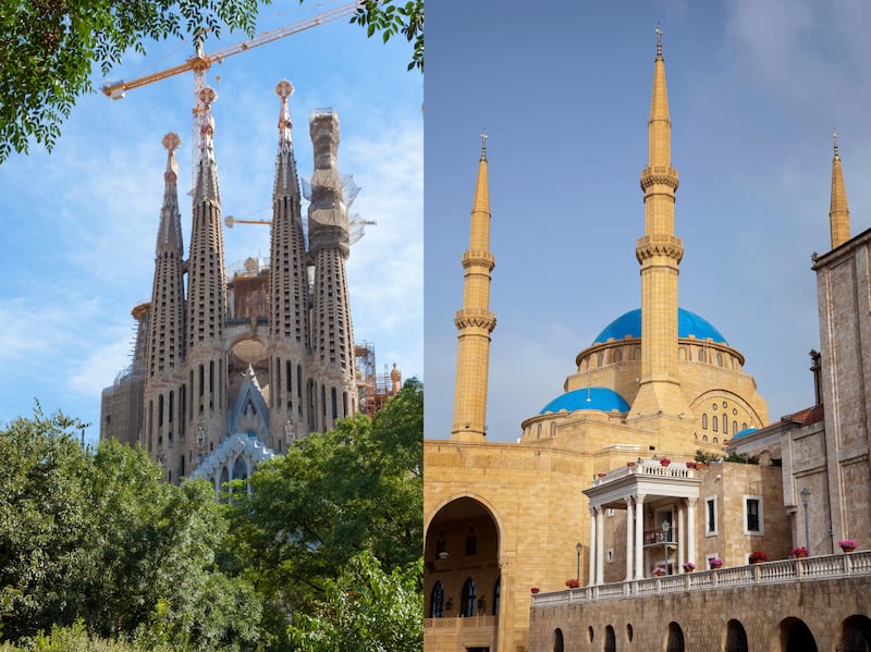 LEFT: Sagrada Familia, UNESCO World Heritage Site, Barcelona, Catalonia, Spain, Europe

RIGHT: Mohammad Al-Amin Mosque in Martyrs' Square in downtown Beirut, Lebanon

Getty Images