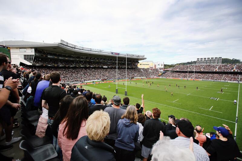 A crowd of more than 46,000 watches New Zealand's Bledisloe Cup win over Australia at Eden Park in Auckland on Sunday, October 18, after coronavirus restrictions were lifted earlier in the month. Getty