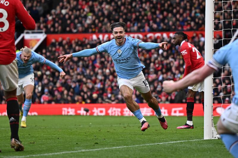 City's Jack Grealish celebrates scoring the opening goal. AFP