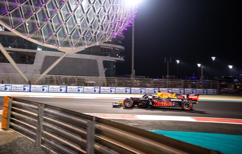 Red Bull's Dutch driver Max Verstappen during the qualifying session at the Yas Marina Circuit, Abu Dhabi Grand Prix. Verstappen hopes to become Formula One champion on Sunday. Victor Besa / The National