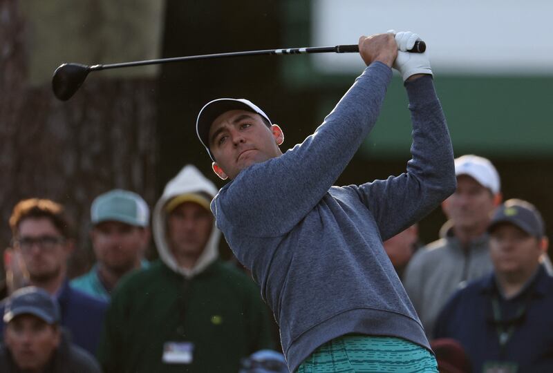 Scottie Scheffler tees off on the 17th tee during the third round of The Masters. Reuters