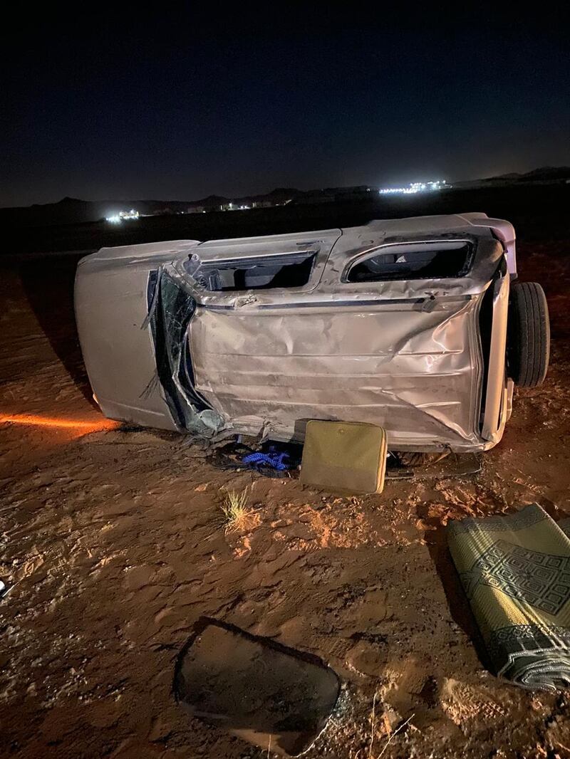 Two Emirati boys, a driver and a passenger, died as a result of a road accident in Ras AlKhaimah on Thursday, October 29. Courtesy: Ras Al Khaimah Police