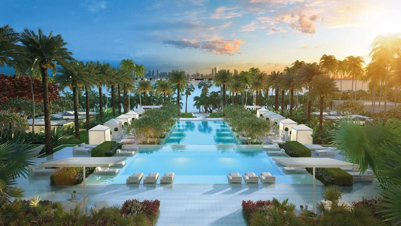 Residents' pool at Atlantis The Royal Residences. Branded properties often sell for a premium because of the additional luxury features. Courtesy Atlantis The Royal Residences