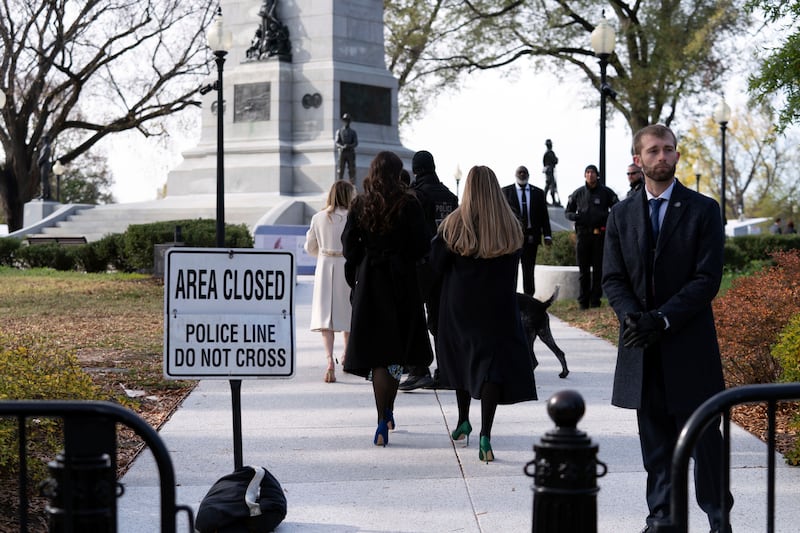 Pennsylvania Avenue was closed to pedestrians before and during the ceremony, as was a sidewalk bordering the Ellipse, the park just south of the White House. AP