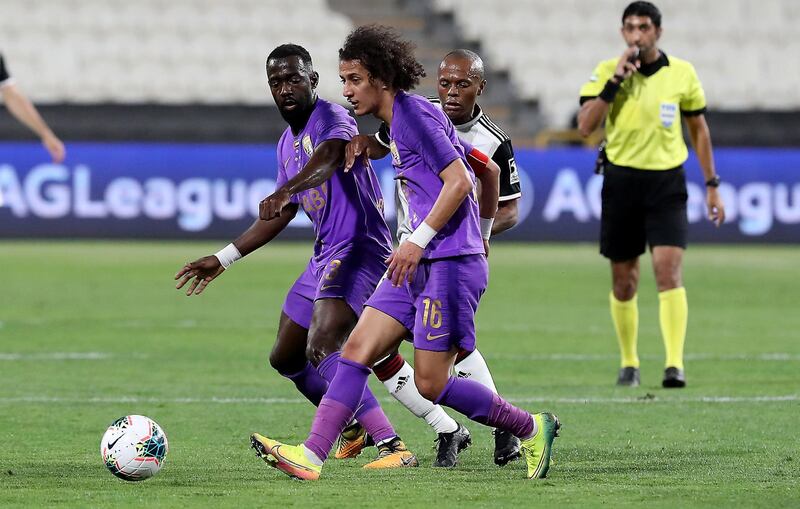 ABU DHABI, UNITED ARAB EMIRATES , March 14  – 2020 :-  Mohamed Abdelrahman (no 16) of Al Ain in action during the Arabian Gulf League football match between Al Jazira v Al Ain held at Mohamed bin Zayed Stadium in Abu Dhabi. (Pawan Singh / The National) For Sports. Story by John