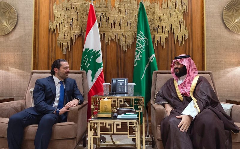 FILE - In this Monday, Oct. 30, 2017 file photo, released by Lebanon's official government photographer Dalati Nohra, Saudi Crown Prince Mohammed bin Salman, right, meets with Lebanese Prime Minister Saad Hariri in Riyadh, Saudi Arabia. Saudi diplomacy is not having a good day and the kingdomâ€™s bullish 32-year-old crown prince is seen as the driving force behind the foreign policy blunders. On one side Hariri, a Saudi ally, walked back his resignation and the kingdomâ€™s main rival, Shiite power Iran, stepped into the limelight by taking part in a summit in Russia on Syriaâ€™s future. (Dalati Nohra via AP, File)