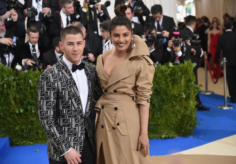 Then a new couple, Jonas and Chopra attend the Met Gala themed Rei Kawakubo/Comme des Garcons: Art Of The In-Between, at the Metropolitan Museum of Art on May 1, 2017 in New York City. Getty via AFP
