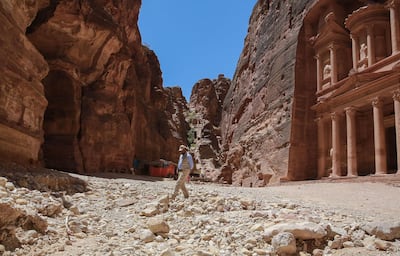 Nayef Hilalat, 42, guards Jordan's ancient city of Petra is pictured empty of tourists on June 1, 2020, amid the COVID-19 pandemic crisis. For over two millennia the ancient city of Petra has towered majestically over the Jordanian desert. Today its famed rose-red temples hewn into the rockface lie empty and silent. / AFP / afp / Khalil MAZRAAWI
