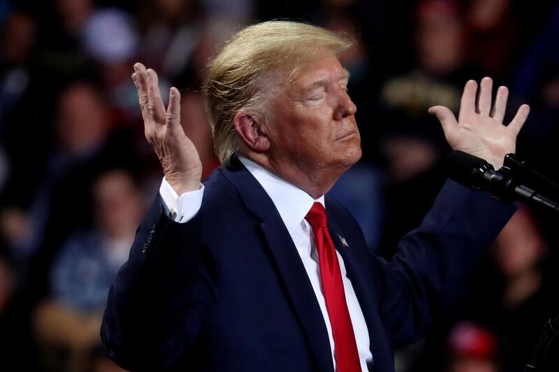 US President Donald Trump attends a campaign rally in Battle Creek, Michigan, December 18, 2019. Reuters