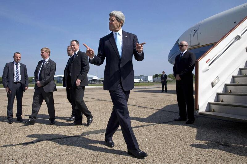 US. Secretary of State John Kerry leaves Stansted Airport to return to the United States from London. Jacquelyn Martin / Pool/ Reuters