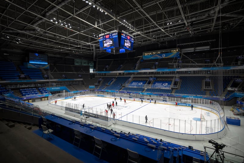 The National Indoor Stadium in Beijing will host ice hockey competitions at the Winter Olympics. AP