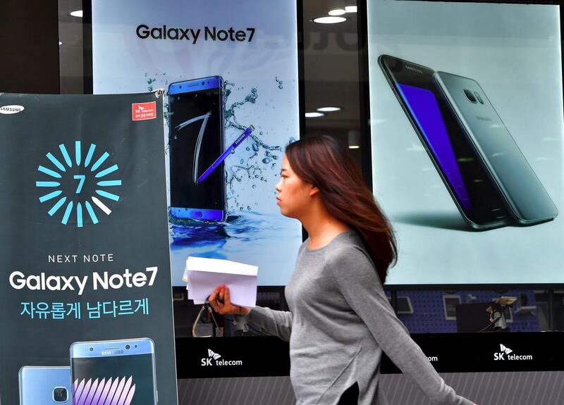 Samsung announced a global recall of the Galaxy Note 7 on September 2 after about three dozen of the premium smartphones were found to have batteries that caught fire or exploded. Jung Yeon-Je / AFP