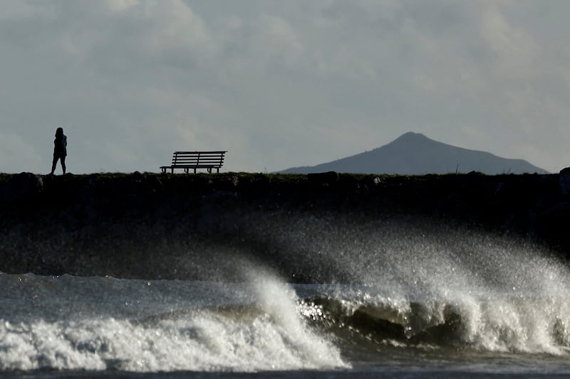 Waves crash as Storm Ciaran near Dublin. Reuters