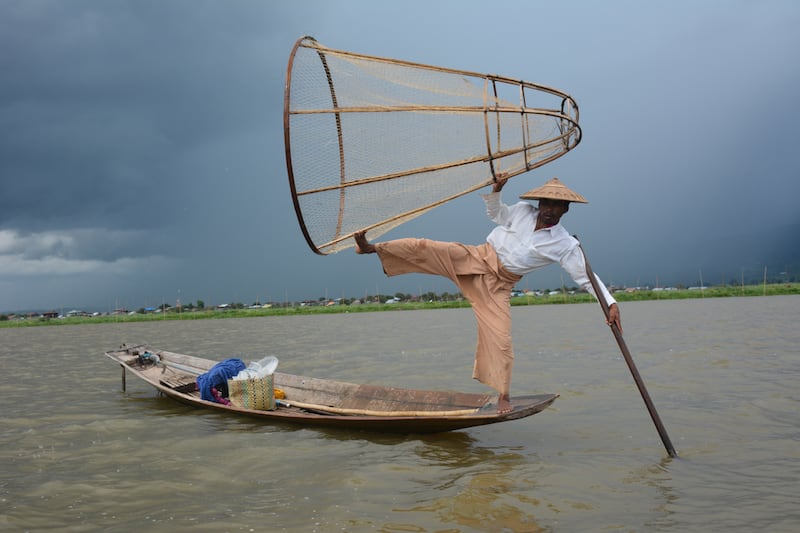 A traditional fisherman on Inle Lake. Rosemary Behan