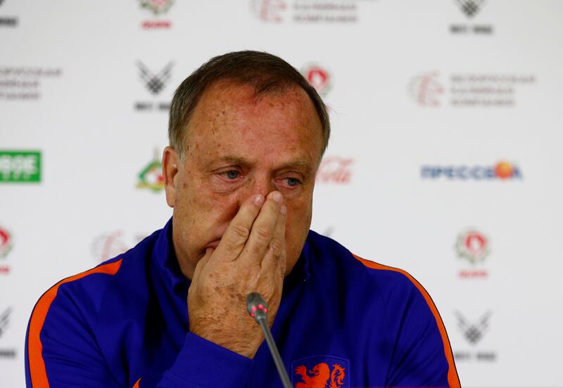 Soccer Football - 2018 World Cup Qualifications - The Netherlands news conference - Borisov, Belarus - October 6, 2017 - The Netherlands' coach Dick Advocaat attends a news conference ahead of their match against Belarus. REUTERS/Vasily Fedosenko