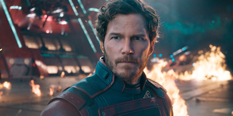 Chris Pratt as Quill in a scene from Guardians of the Galaxy Vol. 3