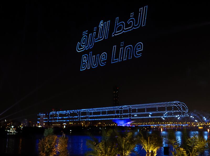 A spectacular display to announce the latest addition to the Dubai Metro network. Photo: Dubai Media Office
