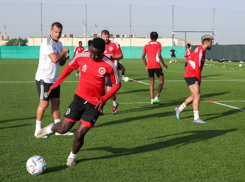 Gulf United players during a training session in Dubai.