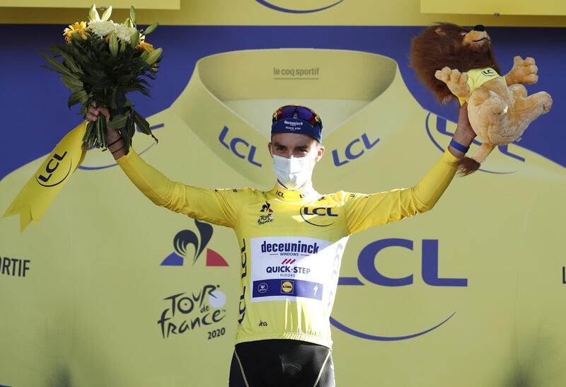 French rider Julian Alaphilippe retained the yellow jersey. EPA