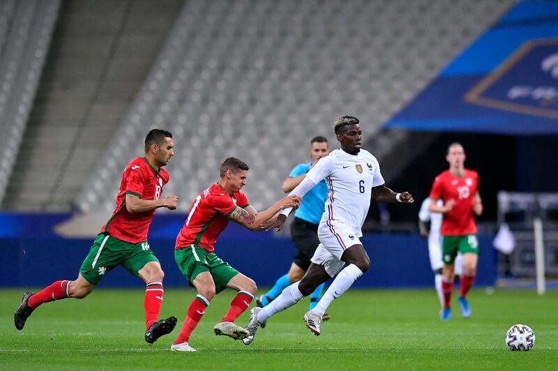 France midfielder Paul Pogba runs with the ball during the international friendly against Bulgaria. Getty Images